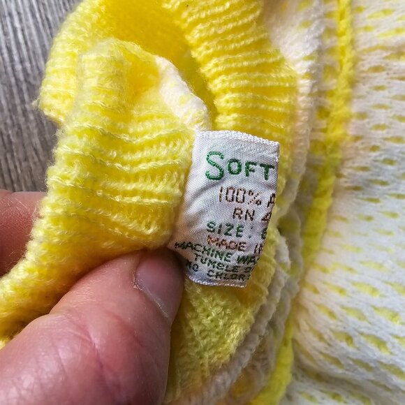 Soft Spun Baby Sweater Dress Yellow Girls 6 to 12 Months Vintage Flowers Japan - Picture 6 of 9